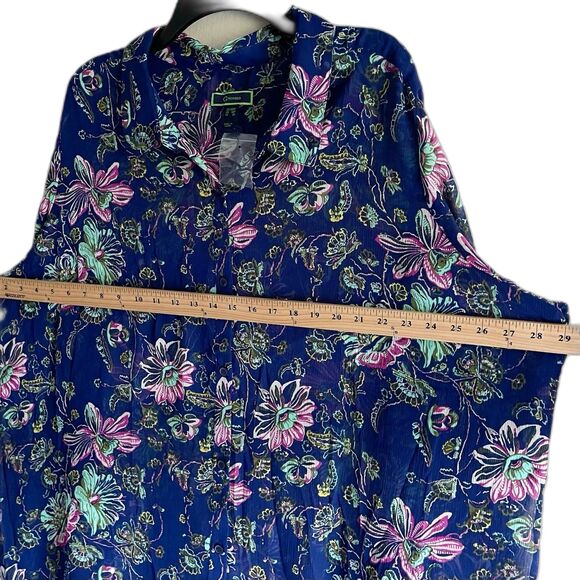 C Wonder Sheer Duster Top Plus Size 26WP Long Sleeve Coverup Floral Womans - Picture 9 of 10